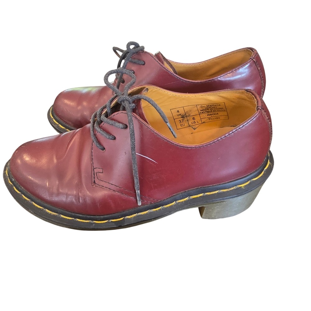 Dr. Martens Amory Cherry Red Leather Heeled Oxfords Womens 6 AW004 PC05N